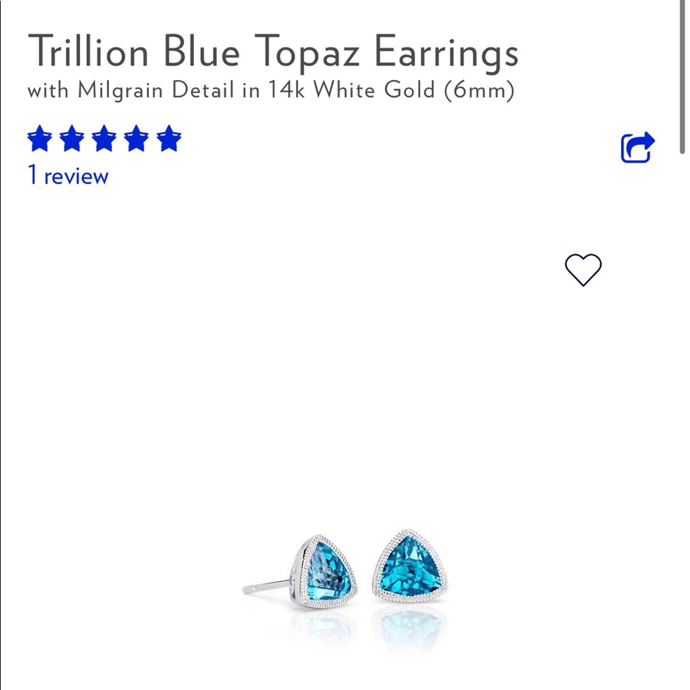 14k white gold blue topaz earrings